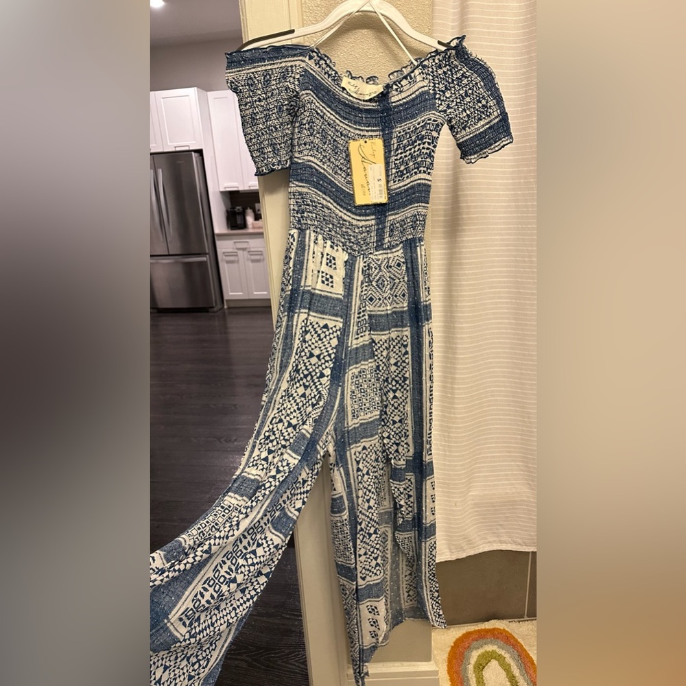 VINTAGE HAVANA OFF THE SHOULDER JUMPSUIT